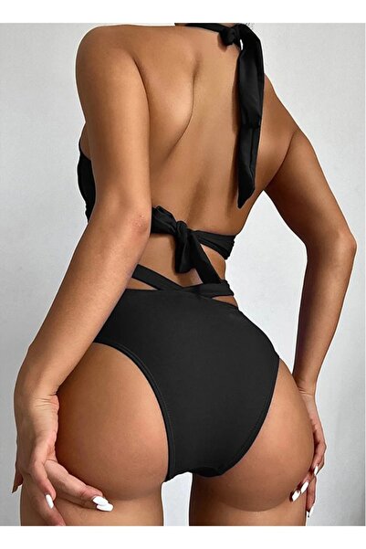 Ladyrosi Bikini Takım Özel Tasarım Kaplı Tel Balen Destekli Çapraz Bikini Takım