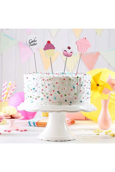 SUWYNJ SUWYNJ set of 4 cake testers, stainless steel, multicolor, 17-19 cm
