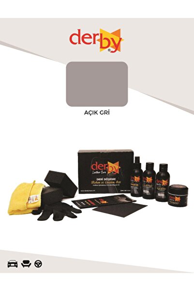 Derby Açık Gri Deri Döşeme Boyama, Onarım Seti - Çatlak Ve Yırtık Deri Dolgu Macunu - 4'lü Set