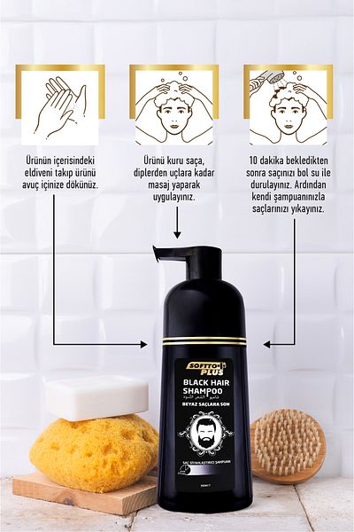 Softto Plus Black Hair White and Gray Hair Blackening Strengthening Shampoo with Natural Look 350ml