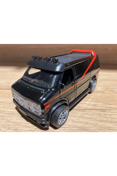 liss çarşı Classic Gmc Vandura A-Takim Trolley Collectible Metal Minibus Black Red Stripe Realistic