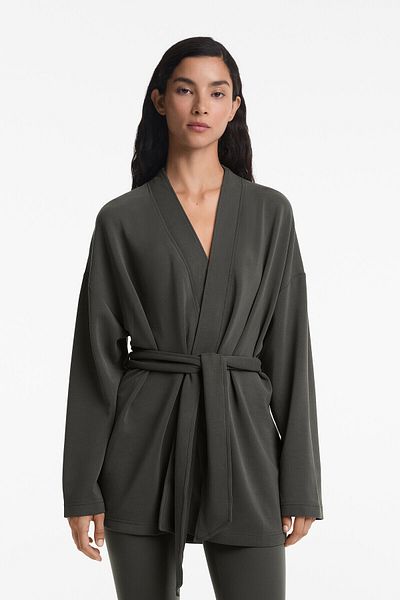 Oysho Long Soft Touch kimono jacket with modal