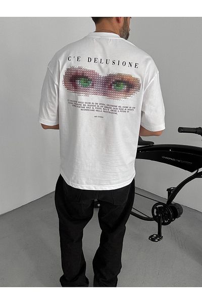 BYBASICMAN White Pixeleye Oversize T-Shirt Lb-2015