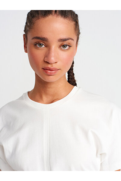 Dilvin 31585 Detailed Ecru T-Shirt