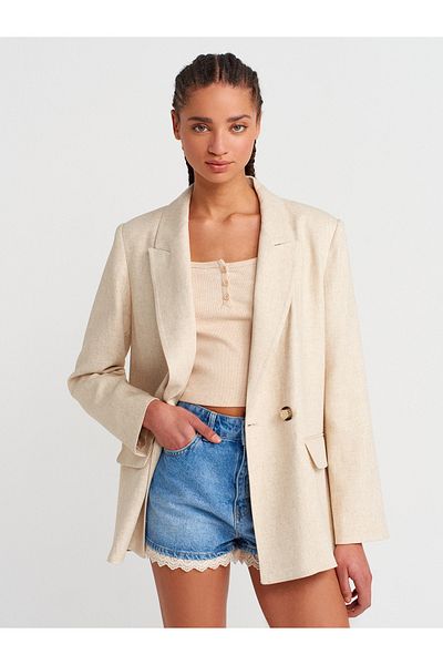 Dilvin 60759 Blazer Jacket-Light Beige
