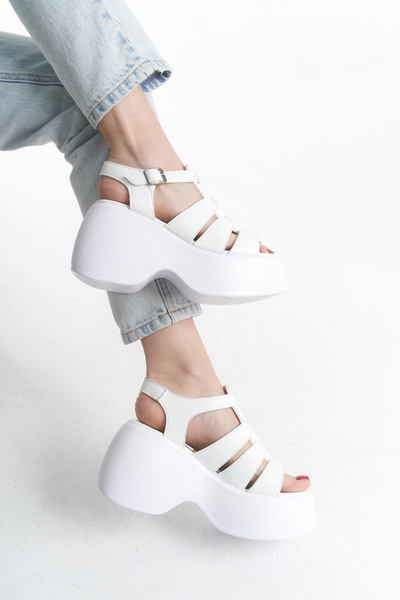 Redoxy Women's Special Design High Wedge Sole Gladiator Cage Sandals Shoes with Orthopedic Soles