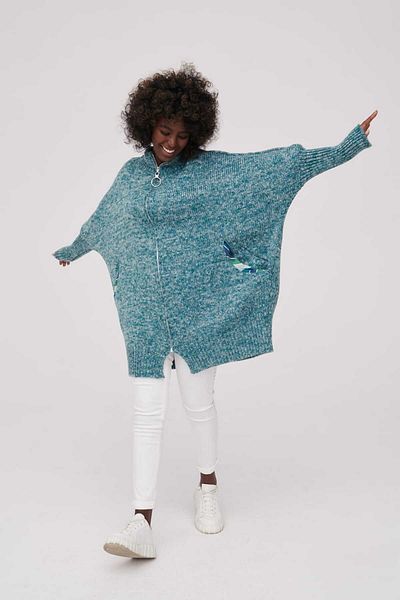 Blue Shadow Cardigan Panga 3 pentru femei, bleumarin, melanj