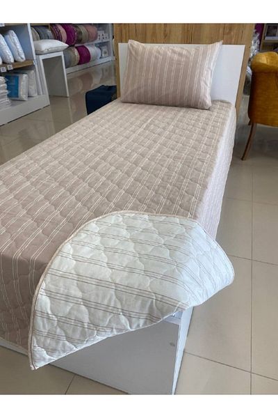 Sudem Home Collection Set cuvertură de pat cu două fețe matlasată pentru o singură persoană Cuvertură de pat pentru cameră pentru copii mici, bej natural