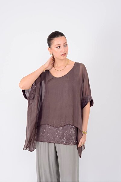 Park Moda 5835 ΜΕΤΑΞΩΤΗ ΜΠΛΟΥΖΑ ΜΕ ΛΕΠΤΟΜΕΡΕΙΕΣ ΑΠΟ ΠΟΥΛΟΒΡΑΧΙΟΝΙΑ