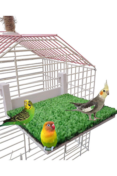 yeni Kuş Hamağı Kafes İçi Kafes Dışı Askılı Yapay Çim Destekli 12x12 Cm