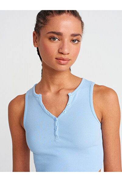 Dilvin Top Buttoned Top-Blue 20844 Model Shoes