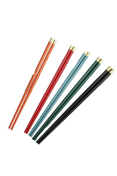 Xinsheng Set of 5 Pairs of Chinese Chopsticks, Fiberglass/nylon, Multicolor, 24 Cm