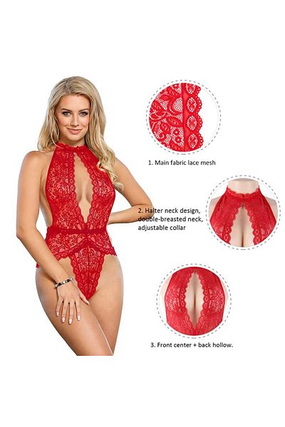 mendoza store Baby Doll Red Lace Bra Set