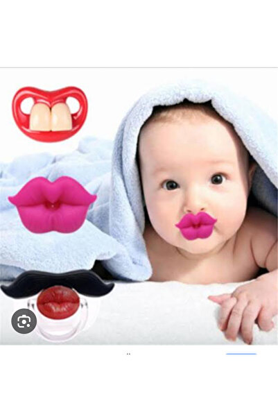 HelloBeautiful Öpücük Komik Emzik Şaka Emzik Diş Kaşıyıcısı Farklı Modellerde Dişlek Model Pembe  0-3 Yaş