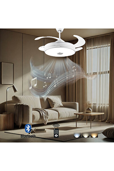 Mutlusan Aydınlatmalı Tavan Vantilatörlü Bluetoothlu Uzaktan Kumandalı Ses Sistemli Led Sarkıt