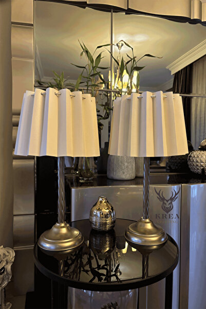 Genel Markalar Akordiyon Şapkalı 2'li Metal Eskitme Abajur Seti