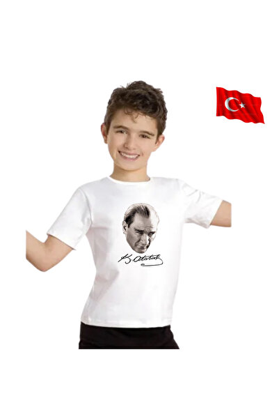 HediyeMania Tricou alb Ataturk cu imprimeu pentru copii și adulți Tricou Must...