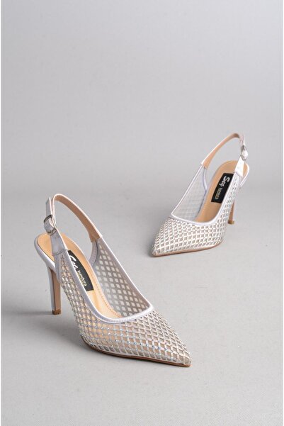 SEÇ KUNDURA Γυναικεία Πέτρινα Παπούτσια (Τακούνι: 9,5cm) Ασημί