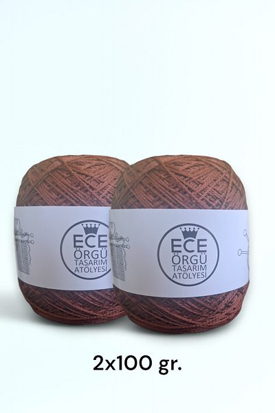 Ece Örgü Tasarım Atölyesi Κόκκινο καφέ χρώματος αδιάβροχο μαγιό και παρέο πλεκτό σχοινί