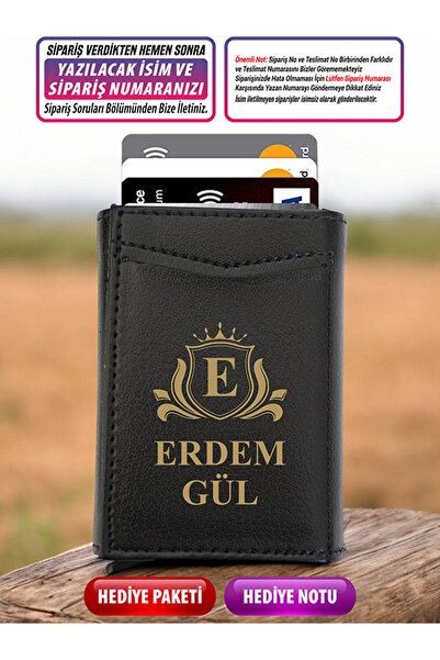 LAZZERS HEDİYELİK Kişiye Özel Isimli Baş Harf Taç Tasarım Mekanizmalı Kartlık...