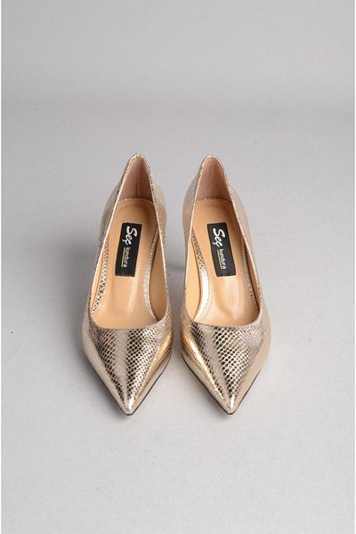 SEÇ KUNDURA Gold Stiletto Select 1507 Yilancı Bası (Heel Height: 7 cm)