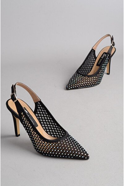 SEÇ KUNDURA Γυναικεία Παπούτσια με τακούνι Rhinestone (9,5cm) Μαύρο