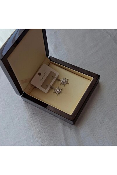 ER TAKI Stoned Silver Colored Polar Star Clip-On Stylish Party Engagement Henna Wedding Wedding Evening Dress Earrings