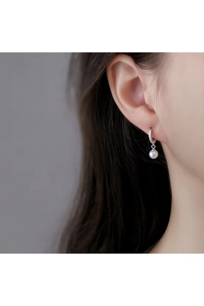 toptanhanem Şık Ve Minimalist Inci Küpe – Kararmaz Antialerjik, Zirkon Detaylı Çelik Küpe 8 Mm Inci Gümüş