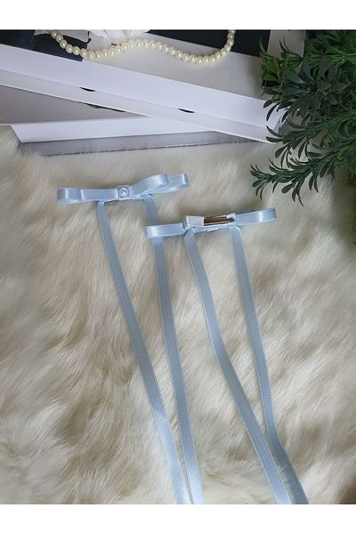 Fiyonks Atölye Accesoriu pentru păr cu clemă cu fundă din satin, 2 bucăți, agrafă pentru femei, cu perle