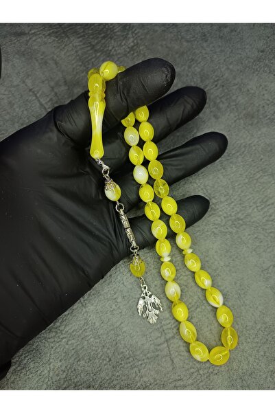 Mos Tespih مسبحة صلاة من مسحوق العنبر المرقط باللون الأصفر