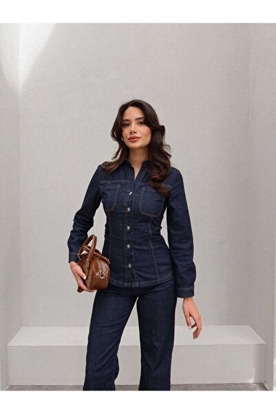 ESRAHELVACI Denim Set with Shirring Detail