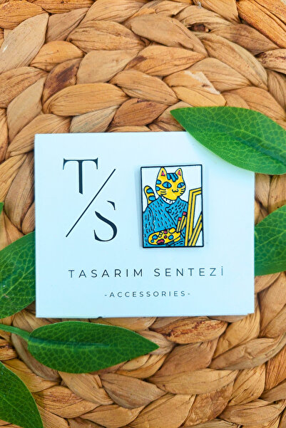 Tasarım Sentezi Rozet Metal Broş Van Gogh Cat Kedi Tablo Resim Yaka Okul Çant...