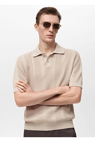 MANGO Man Triko yapılı ajur örgü polo gömlek
