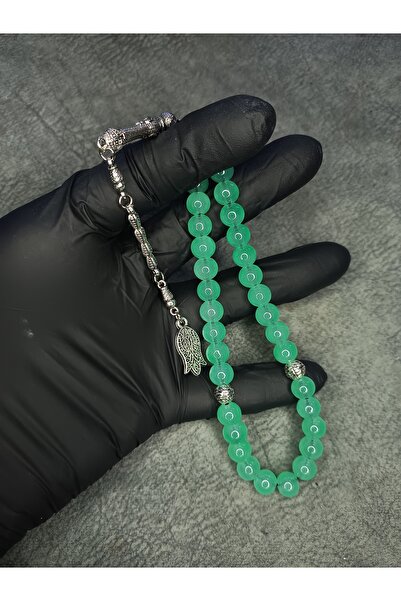 Mos Tespih Green Globe Glass High End Natural Stone Tasbih