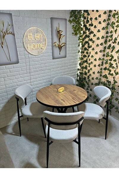 ELEN HOME Polo Sandalye Masa Sandalye Takımı 4 Kişilik Yemek Masası Takımı Mu...