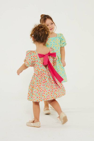 anonim Girl's Design Back Ribbon Tie Spring Dress