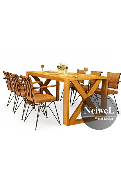 Neiwel Velmar Doğal Ahşap Yemek Masası-80-160