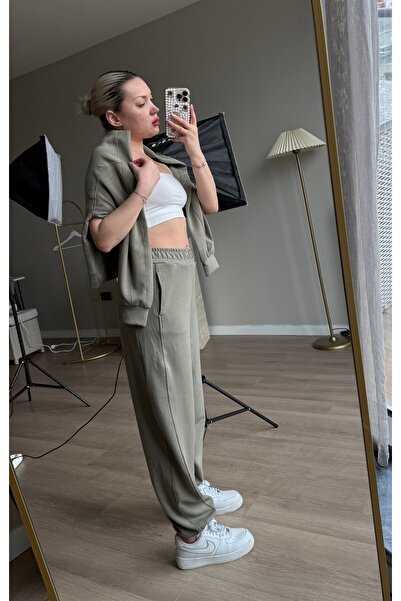 Bisou Oys kumaş haki eşofman takımı