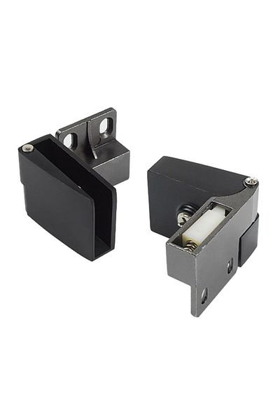Choice black 1 pair Self-closing Glass Door Hinge No Drilling Frameless Clamp Side Mounted Zinc Alloy Hardw
