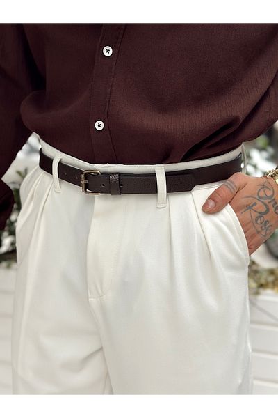manch collection Slim Patterned Belt and Coffee