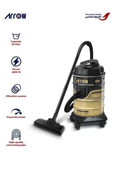 ARROW 25L Drum Vacuum Cleaner, 2200W Sponge Filter Metal Tube Powerful Suction Model: RO-25VSY