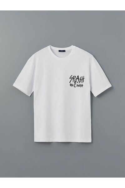 LC Waikiki New Season Crew Neck Κοντό μανίκι εμπριμέ χτενισμένο βαμβακερό ανδρικό Tisort - S5J880Z8