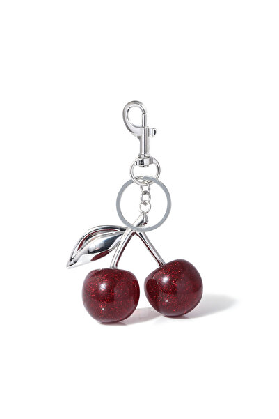 Choice4 Silver Cherry Bag Charm Keychain Exquisite Red Cherry Strawberry Frui...