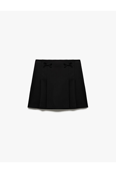 Koton Standard Waist Bow Detailed Pleated Mini Skirt