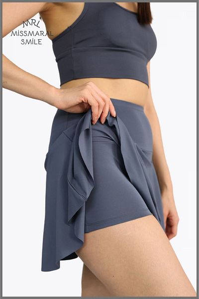 missmaral Fusta Antracit cu talie înaltă - Îmbrăcăminte casual de plajă Tenis cu pantaloni scurti110101