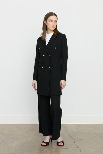 Nihan Red Coated Blazer Jacket - Black