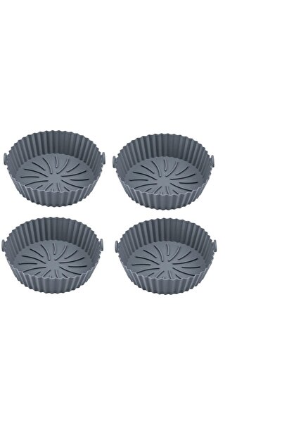 GRACE HOME عبوة من 4 قطع من مقلاة الهواء، أوعية ببطانة سيليكون قابلة لإعادة الاستخدام، سلة دائرية بديلة لمقلاة الهواء