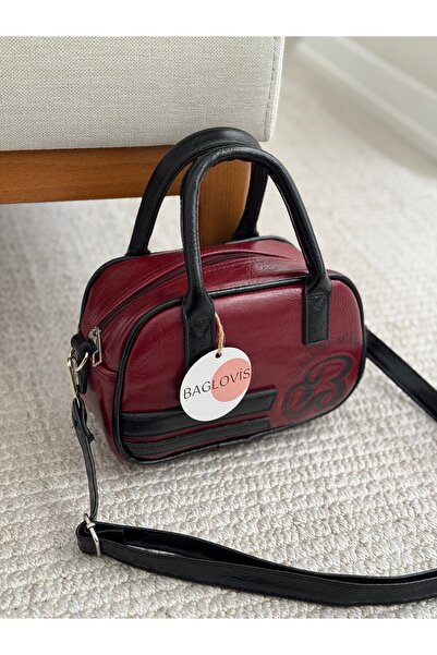 BAGLOVİS Жіноча сумка через плече бордового кольору з принтом на передній час...