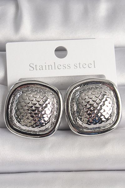 Skygo Brass Silver Color Embroidered Square Model Women's Earrings - Tj-Bkp10148