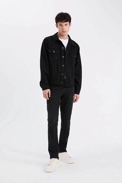 DeFacto E4990 Black Regular Fit Seasonal Spring Jean Jacket